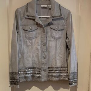 ***FREE with purchase **Chico's Gray Sequin Jean Jacket